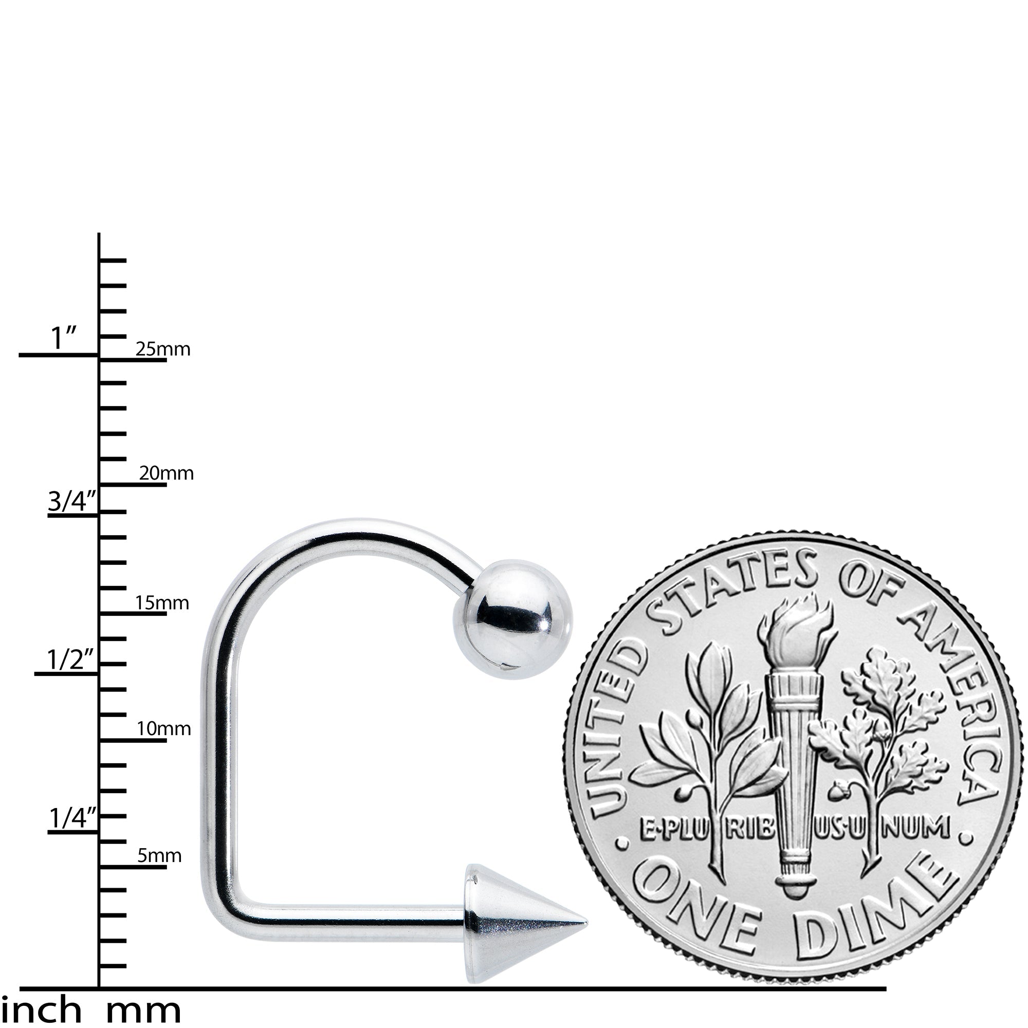 Labret con púa esférica LIPPYLOOP de acero inoxidable 14G