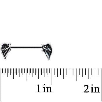 14G 5/8 Angles Wings Barbell Nipple Ring Set