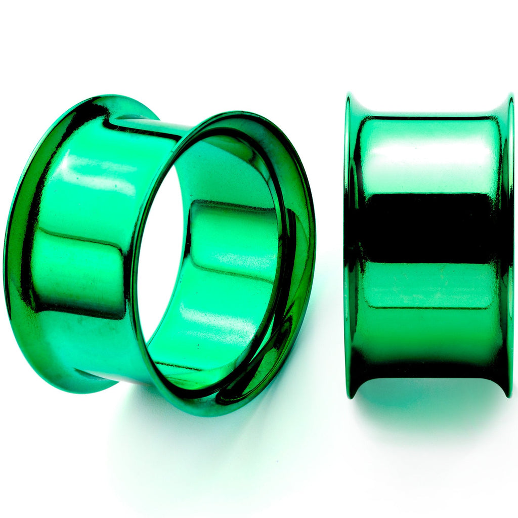 Green Anodized Steel Double Flare Tunnel Plug Set 4mm-16mm