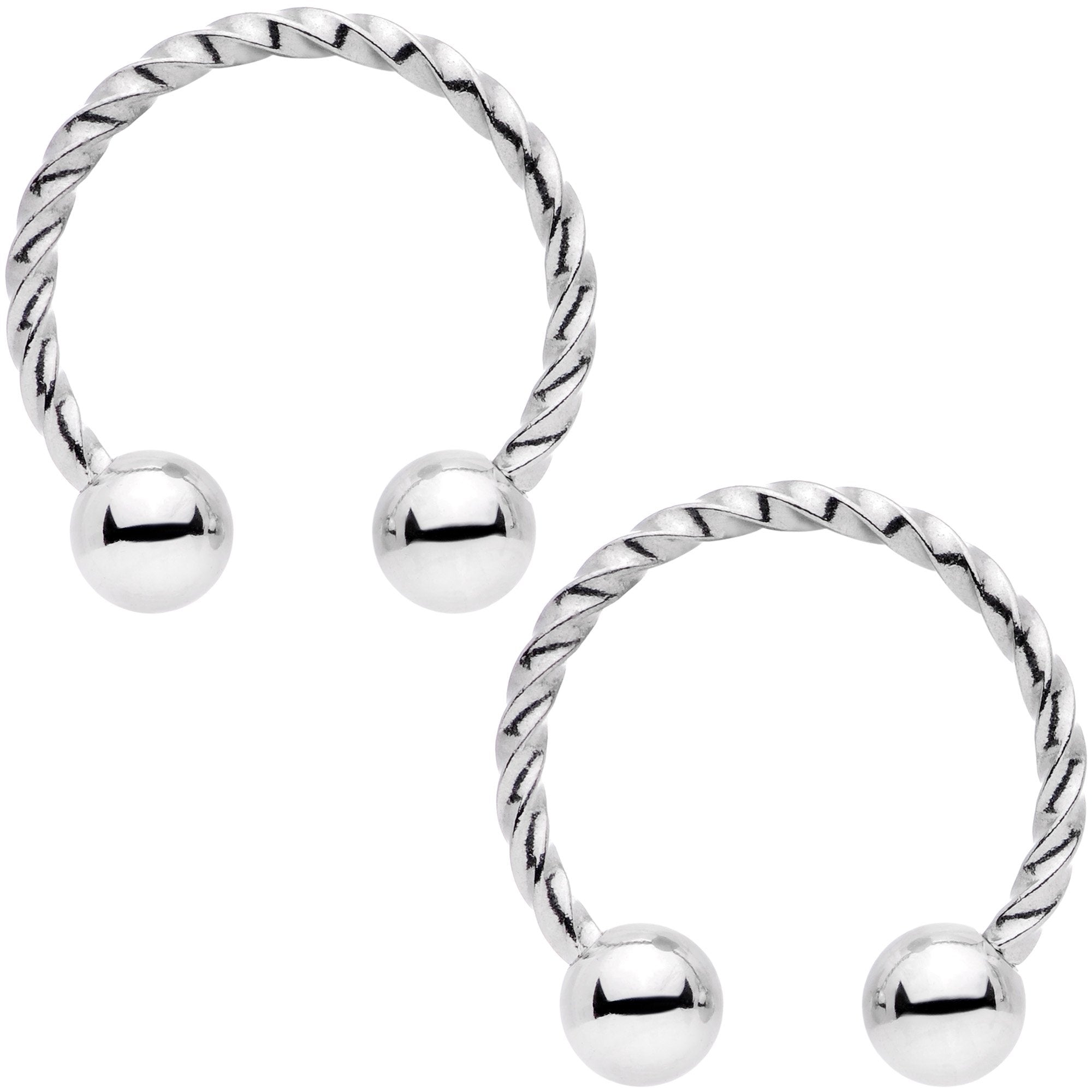 14G 1/2 9/16 Blue Seashell Twisted Horseshoe Nipple Jewelry Set