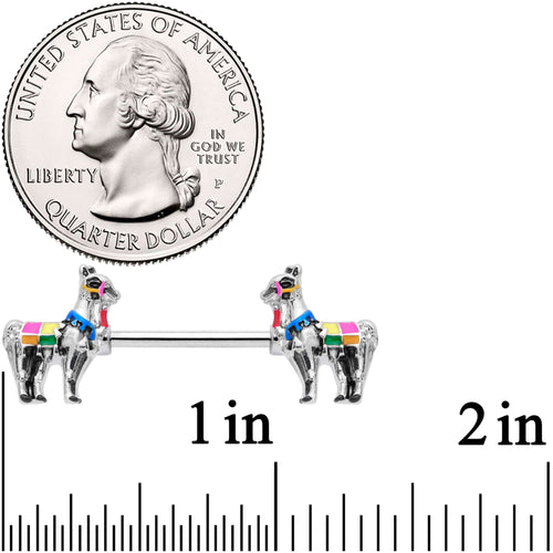 14G 9/16 Colorful Drama Llama Barbell Nipple Ring Set