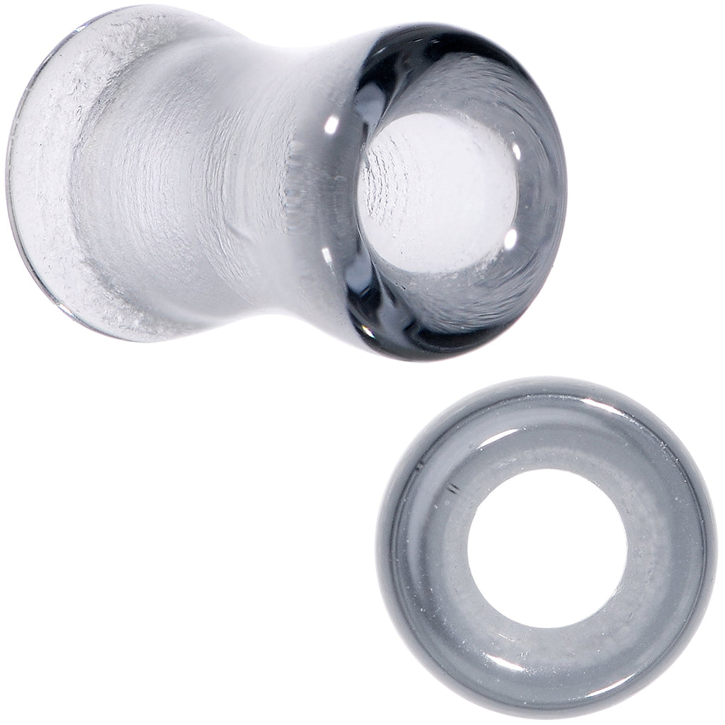 Translucent Black Glass Tunnel Plug Set 2G to 1 Inch