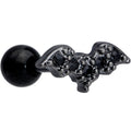 16G 1/4 Black Gem Black Bat Halloween Cartilage Tragus Earring