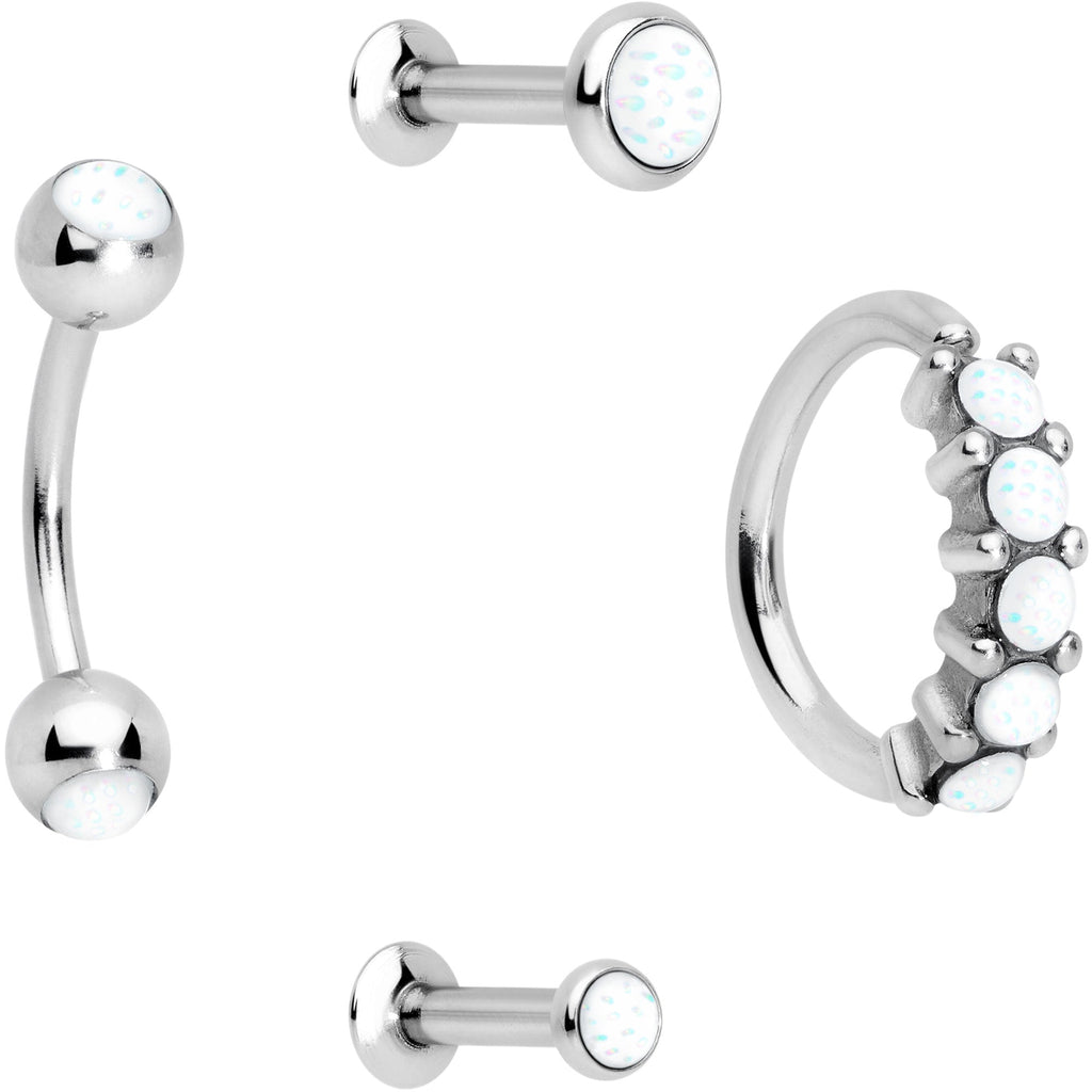 16G Clear Orb Septum Labret Cartilage Tragus Set of 4