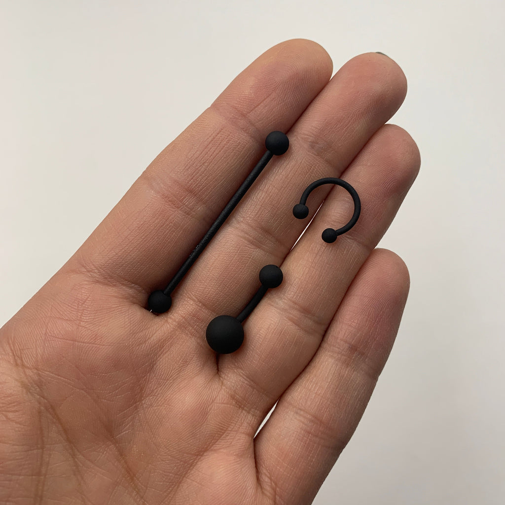16G 3/8 Beauteous Black Matte Horseshoe Circular Barbell