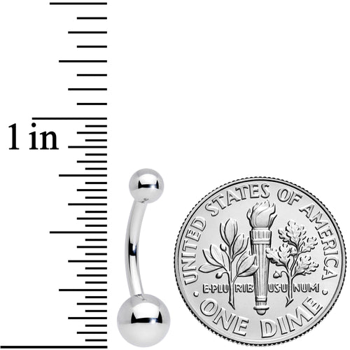 14G 3/8 Grade 23 Small Ball Titanium Belly Ring Curved Barbell