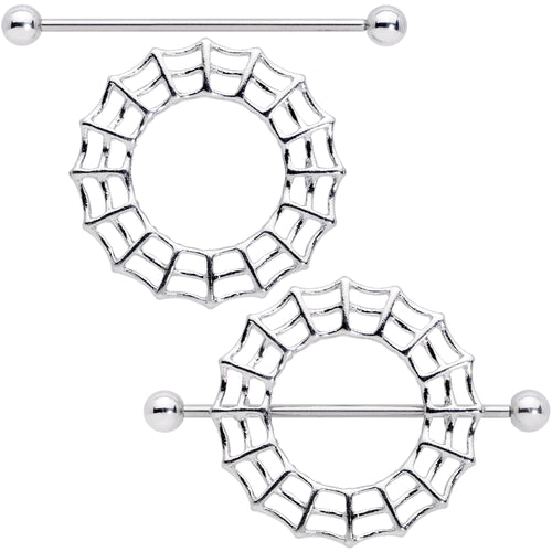 14G 7/8 Sexy Spider Web Halloween Nipple Shield Set