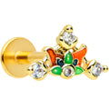16G 5/16 Clear CZ Gem Gold Tone Mythic Dragon Labret Tragus