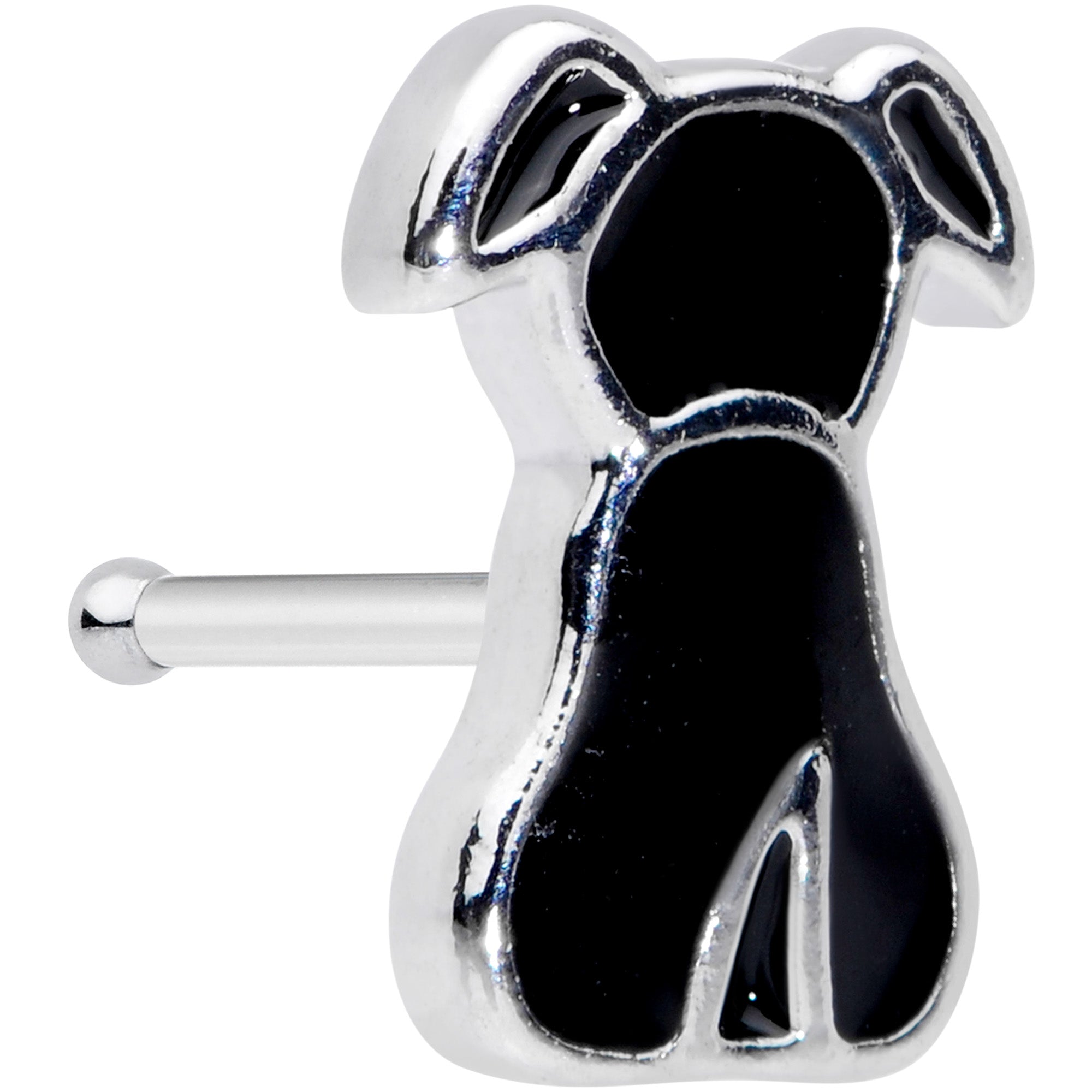 20G 1/4 Black Sitting Dog Nose Bone