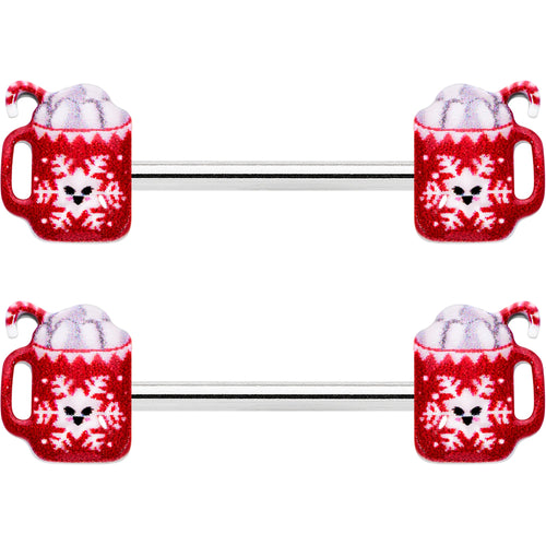 14G 9/16 Sweet Hot Cocoa Holiday Barbell Holiday Nipple Ring Set