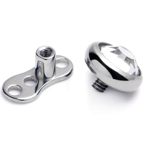 14G 5mm Gem Bezel Top 3 Hole Dermal Implant Grade Titanium Anchor Base