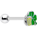 Anillo de lengua con barra Trébol de cerveza San Patricio