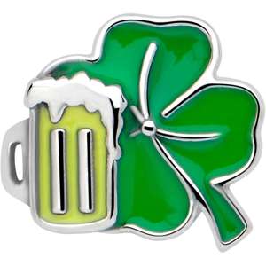 Anillo de lengua con barra Trébol de cerveza San Patricio