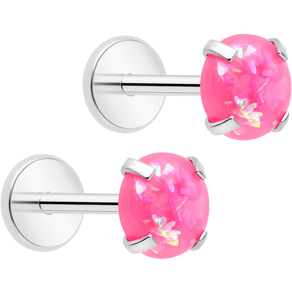 4mm Synthetic Opal Threadless Flat Back Earrings