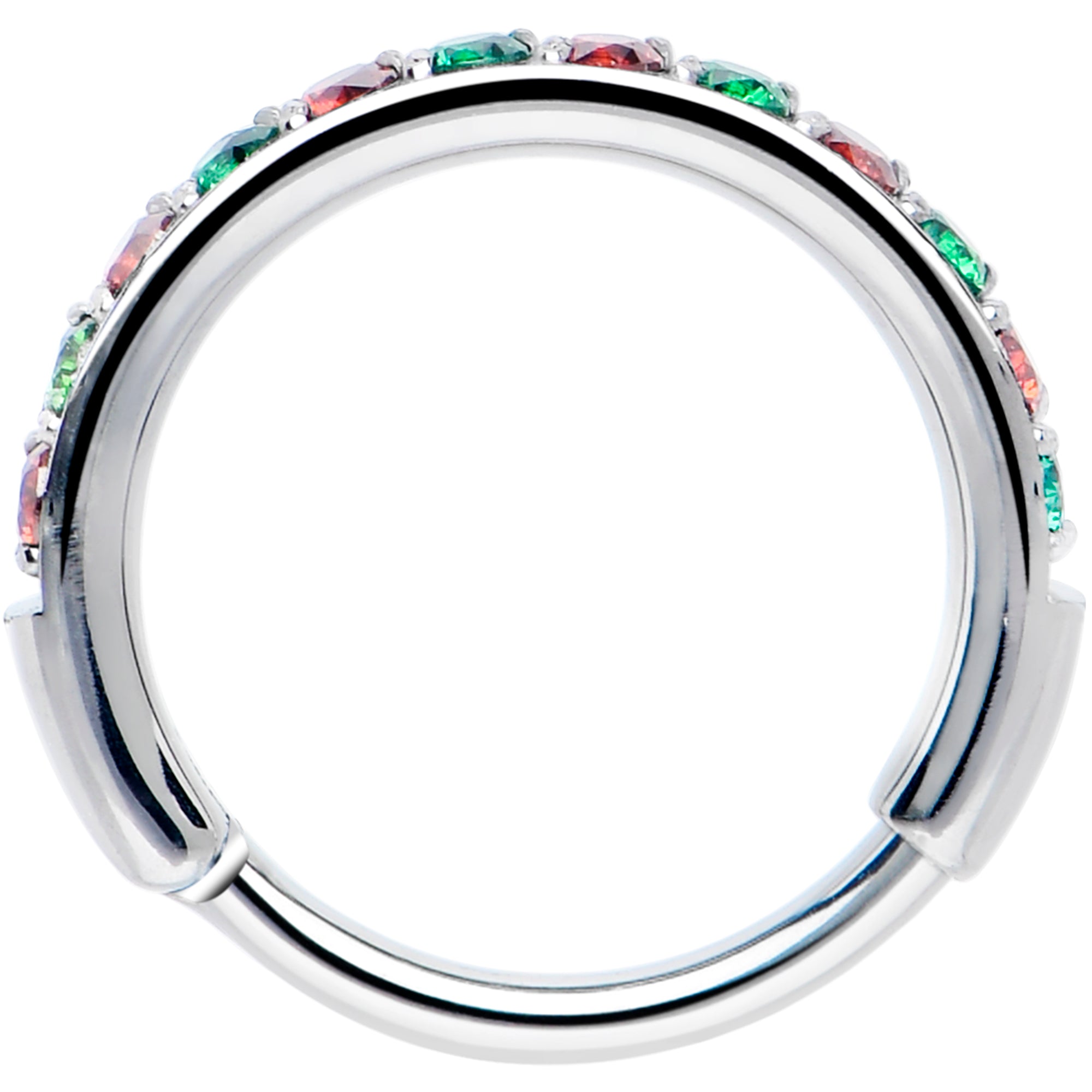 Anillo de nariz con bisagras de titanio, 20G, micro gema - Anillo de nariz de Navidad