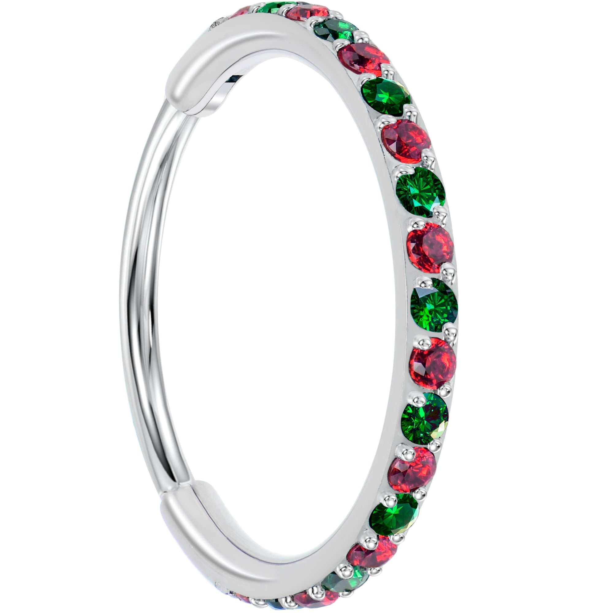 Anillo de nariz con bisagras de titanio, 20G, micro gema - Anillo de nariz de Navidad