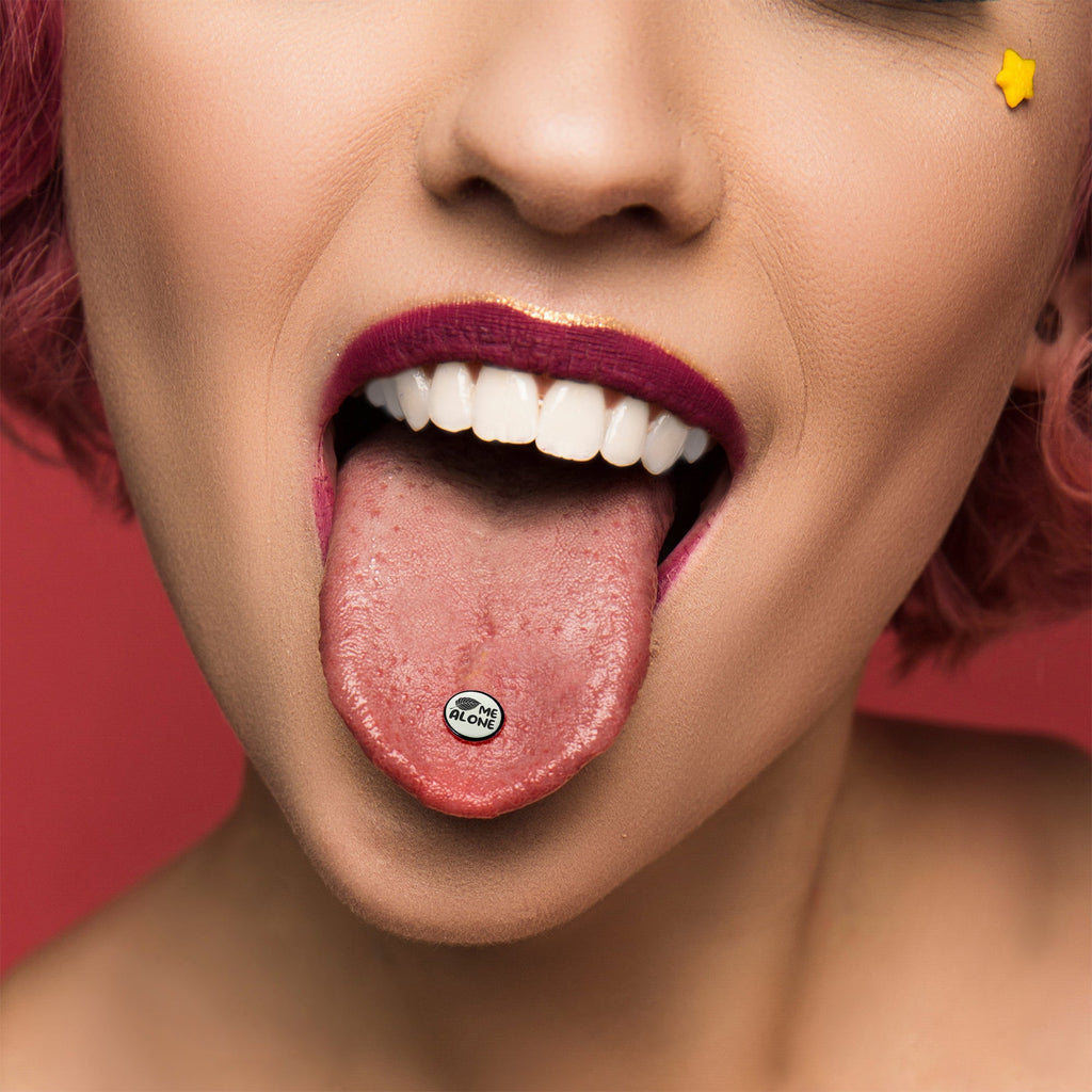 Glow in the Dark Black Anodized Leaf Me Alone Barbell Tongue Ring by Onyx O