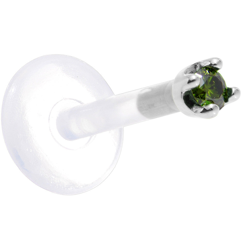 Solid 14K White Gold 1.5mm Genuine Green Diamond Bioplast Push in Monroe