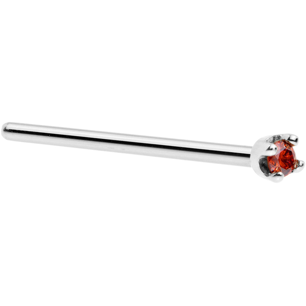 14k White Gold 2mm Lab Grown Red Diamond Nose Ring
