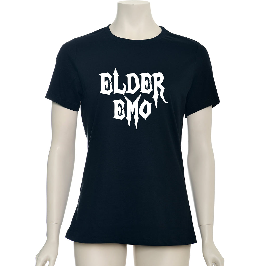 Camiseta negra para "Elder Emo" que brilla en la oscuridad