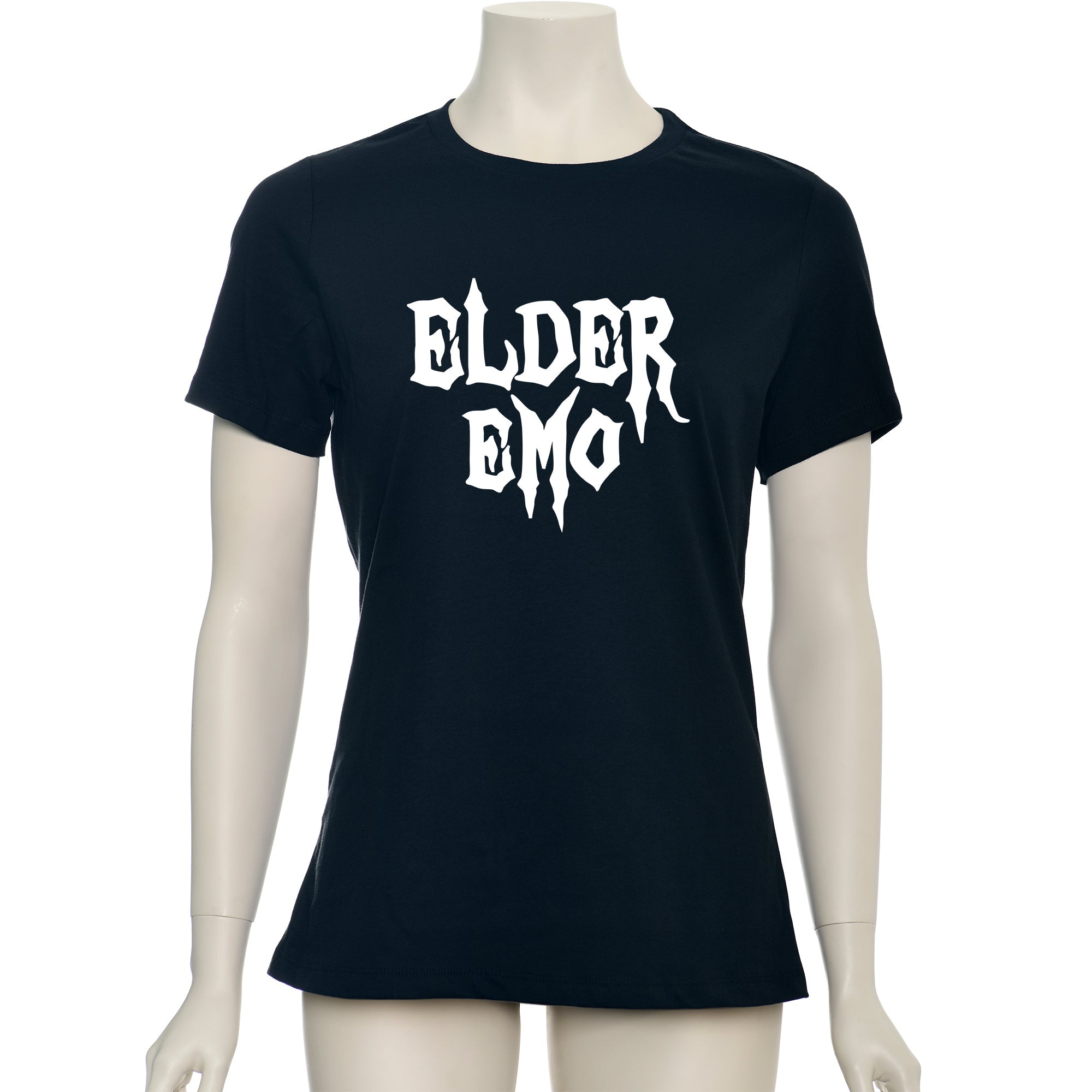 Camiseta negra para "Elder Emo" que brilla en la oscuridad
