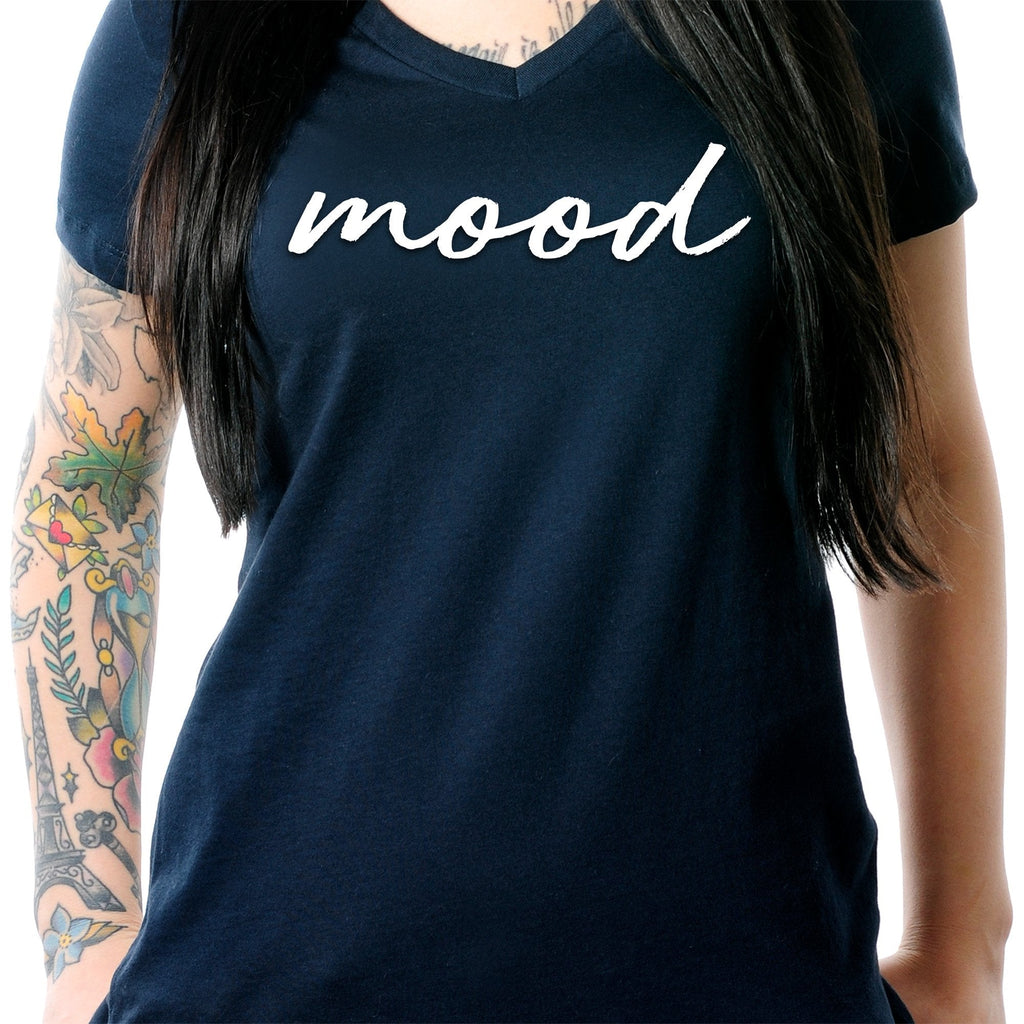 Mood Black Tapered V-Neck Tee Shirt