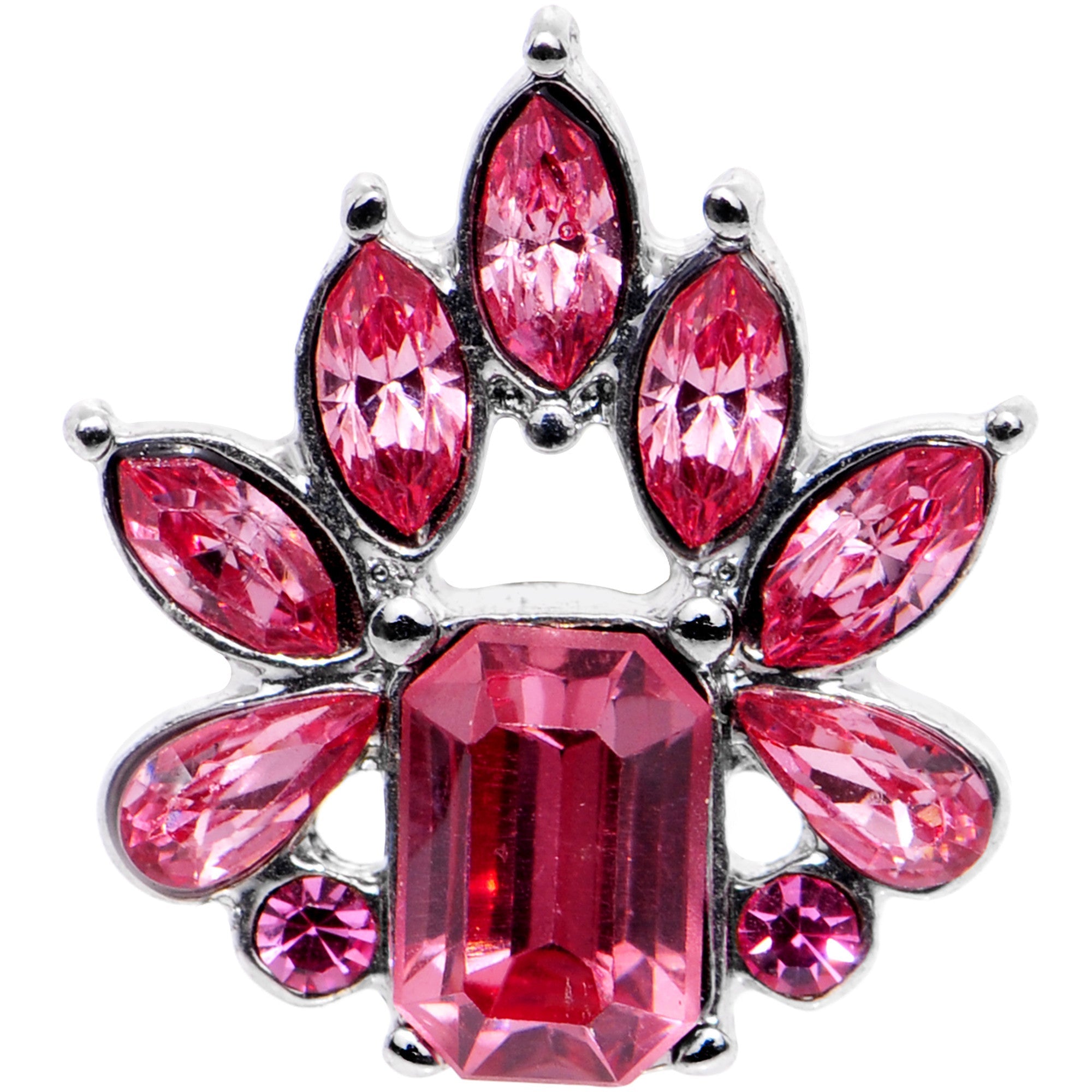 Pendiente de cartílago trago de 16G 1/4 con flor de gema rosa y amuleto de tiara