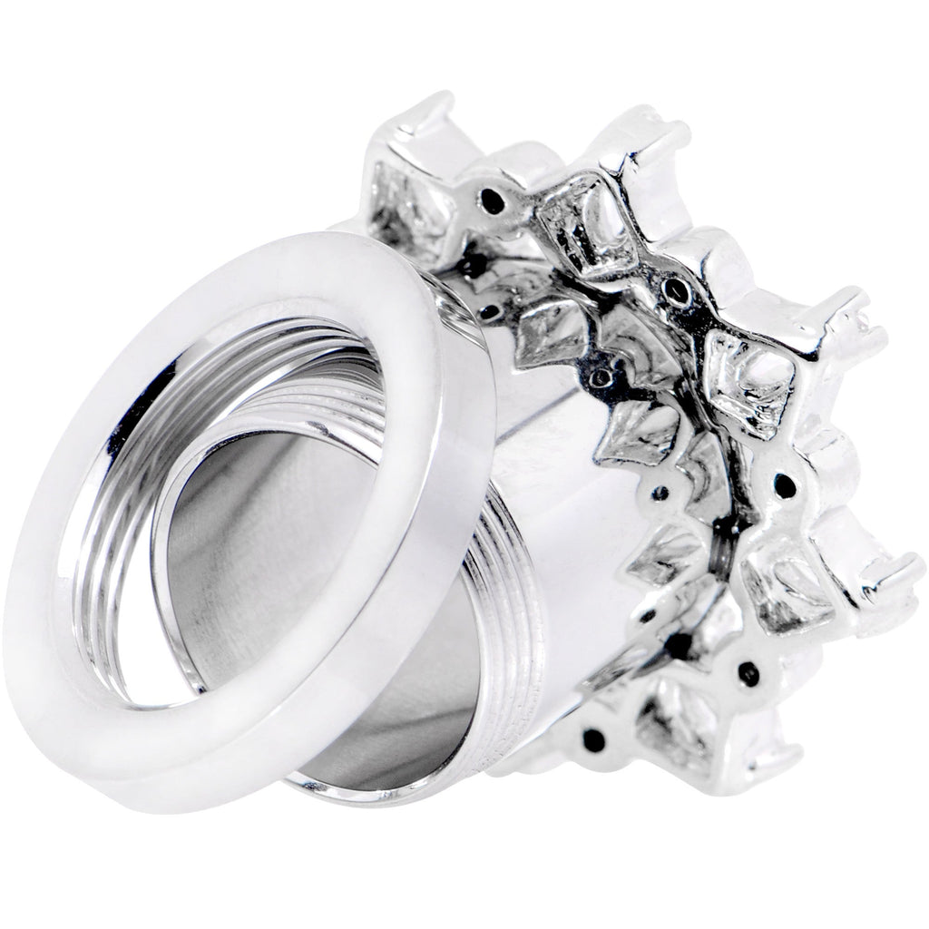 Set de túneles expansores de ajuste a rosca con flor de gema transparente de 00G