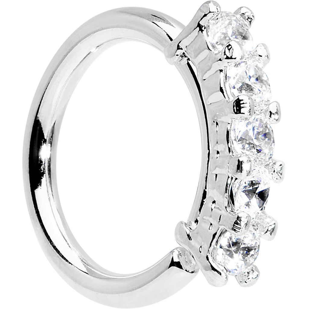 Anillo circular sin fin de 16G 5/16 con quinteto de circonitas transparentes