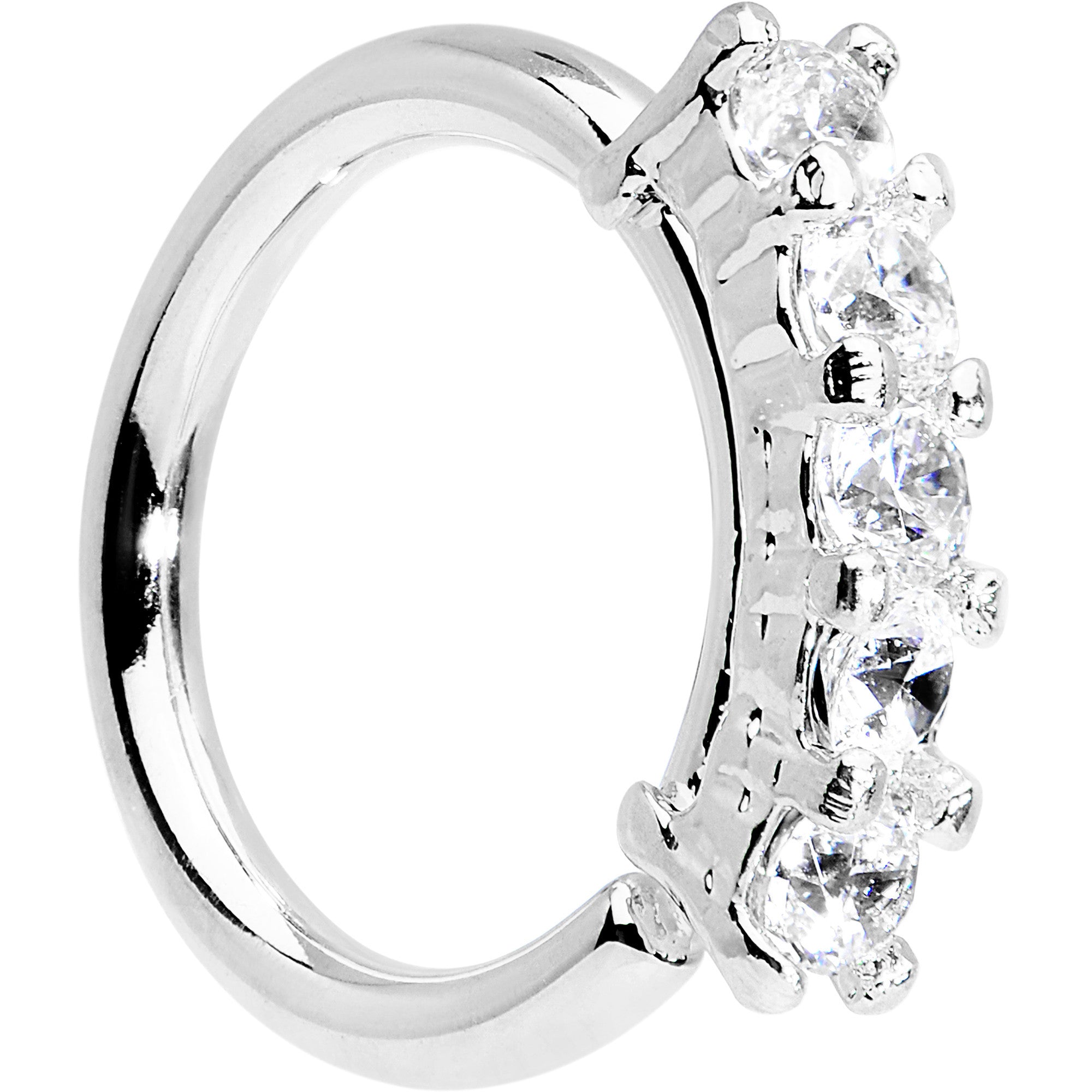 Anillo circular sin fin de 16G 5/16 con quinteto de circonitas transparentes