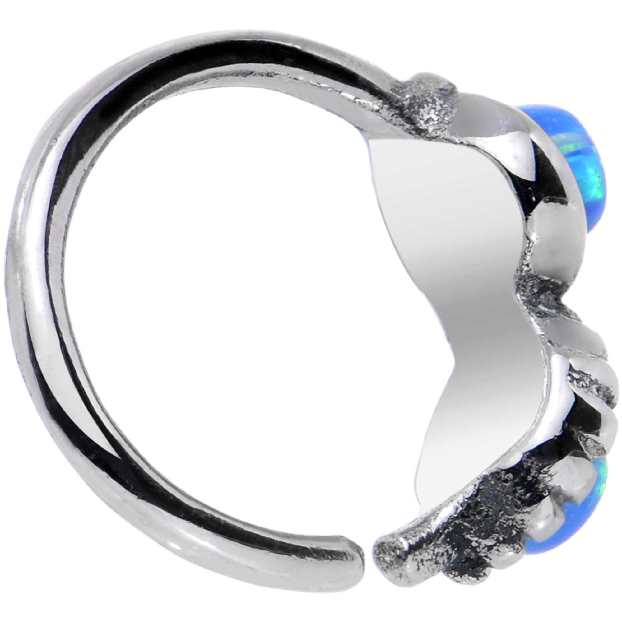 Anillo circular sin fin de ópalo sintético azul de 18G 5/16