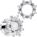Set de túneles expansores de ajuste a rosca con flor de gema transparente de 00G
