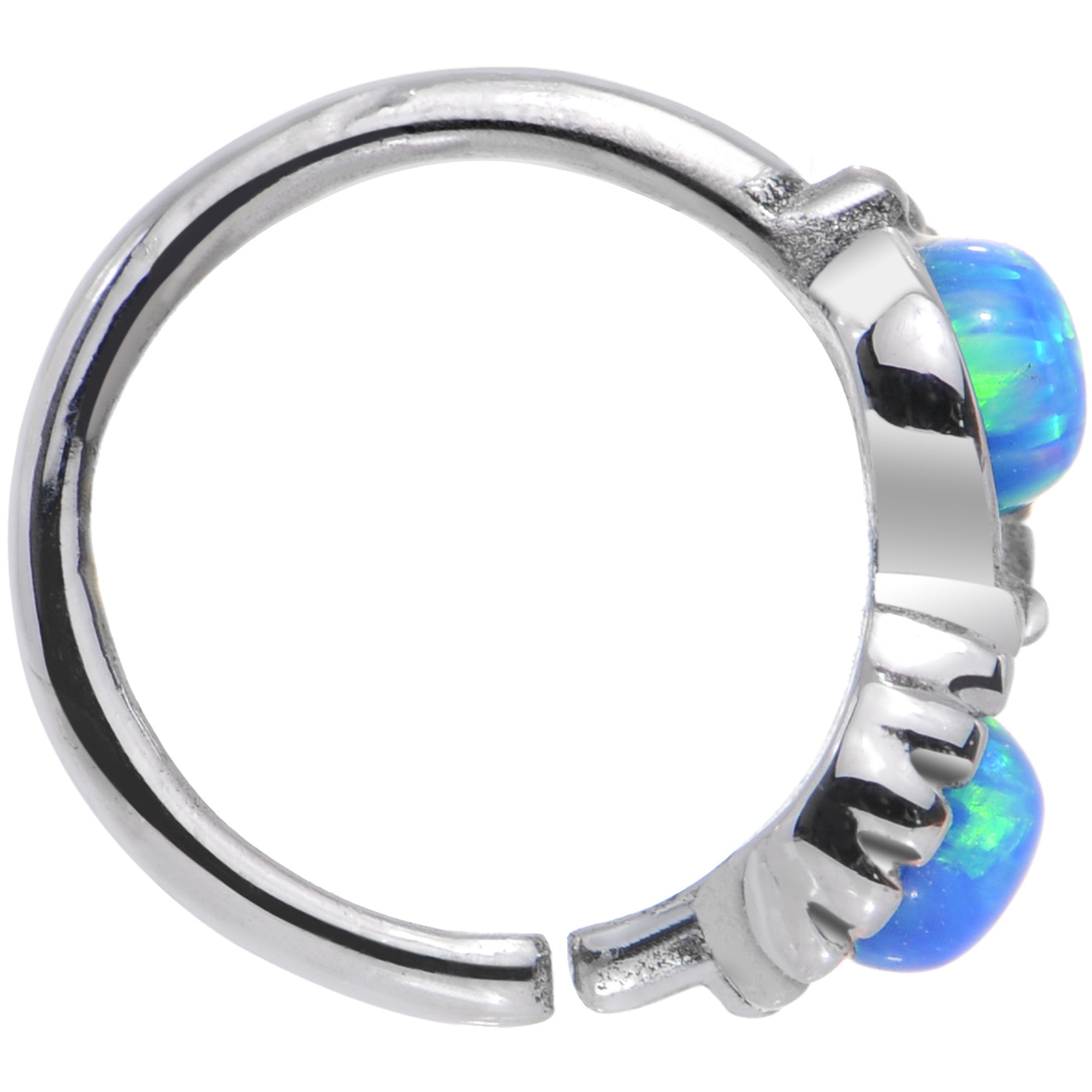 Anillo circular sin fin de ópalo sintético azul de 18G 5/16