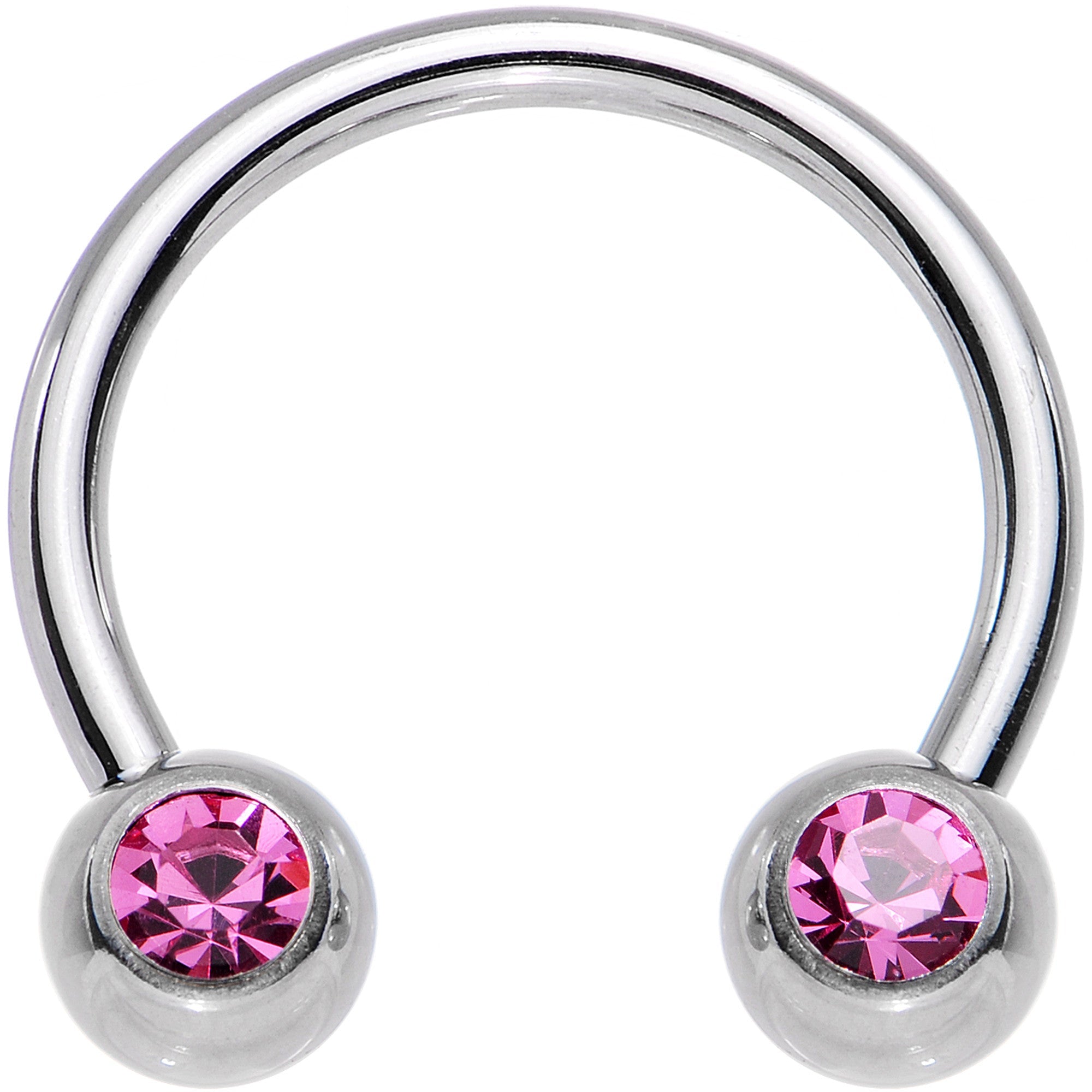 16G 3/8 4mm Herradura de Gema Rosa Circular Barbell