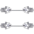 Set de 2 Piercings para Pezón de 14G y 9/16, Diseño Hamsa con Estrella y Gema Transparente