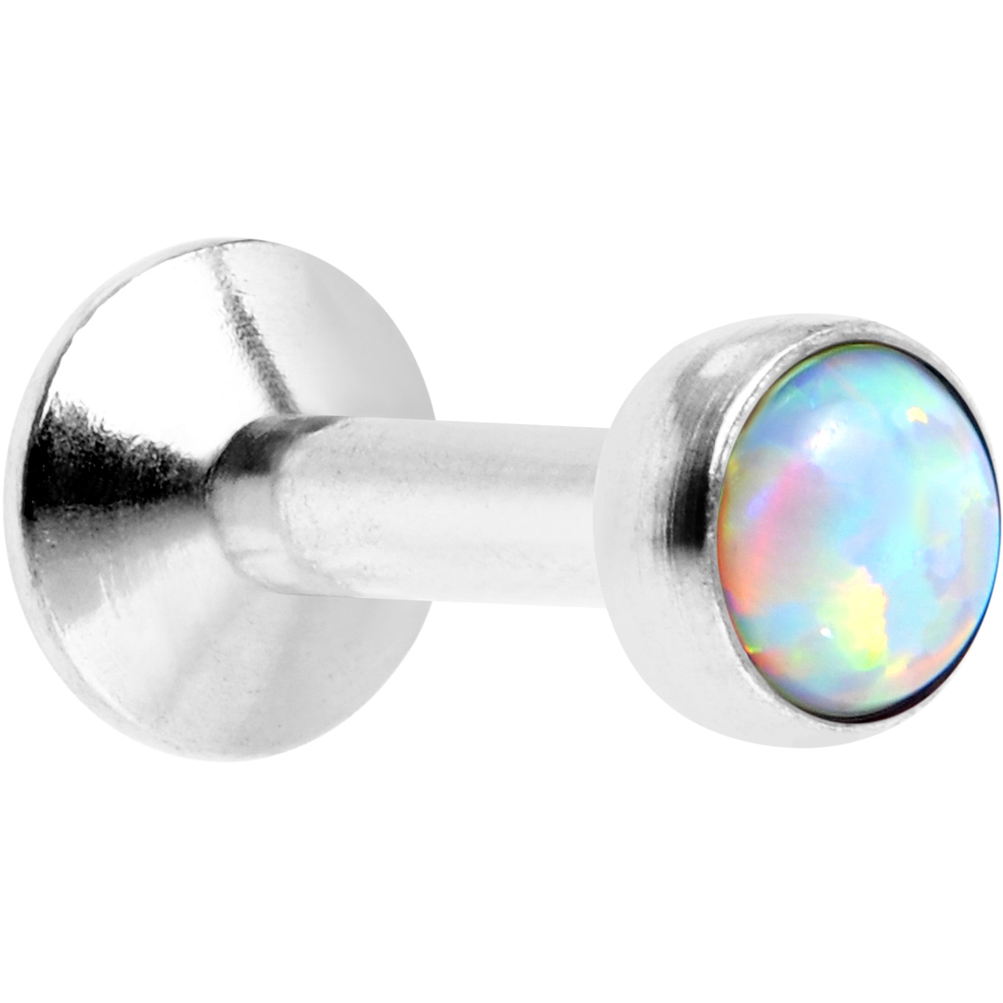 Ópalo sintético blanco de 3/16 para Daith, Cartílago y Tragus con rosca interna