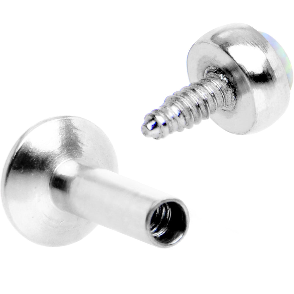 Ópalo sintético blanco de 3/16 para Daith, Cartílago y Tragus con rosca interna