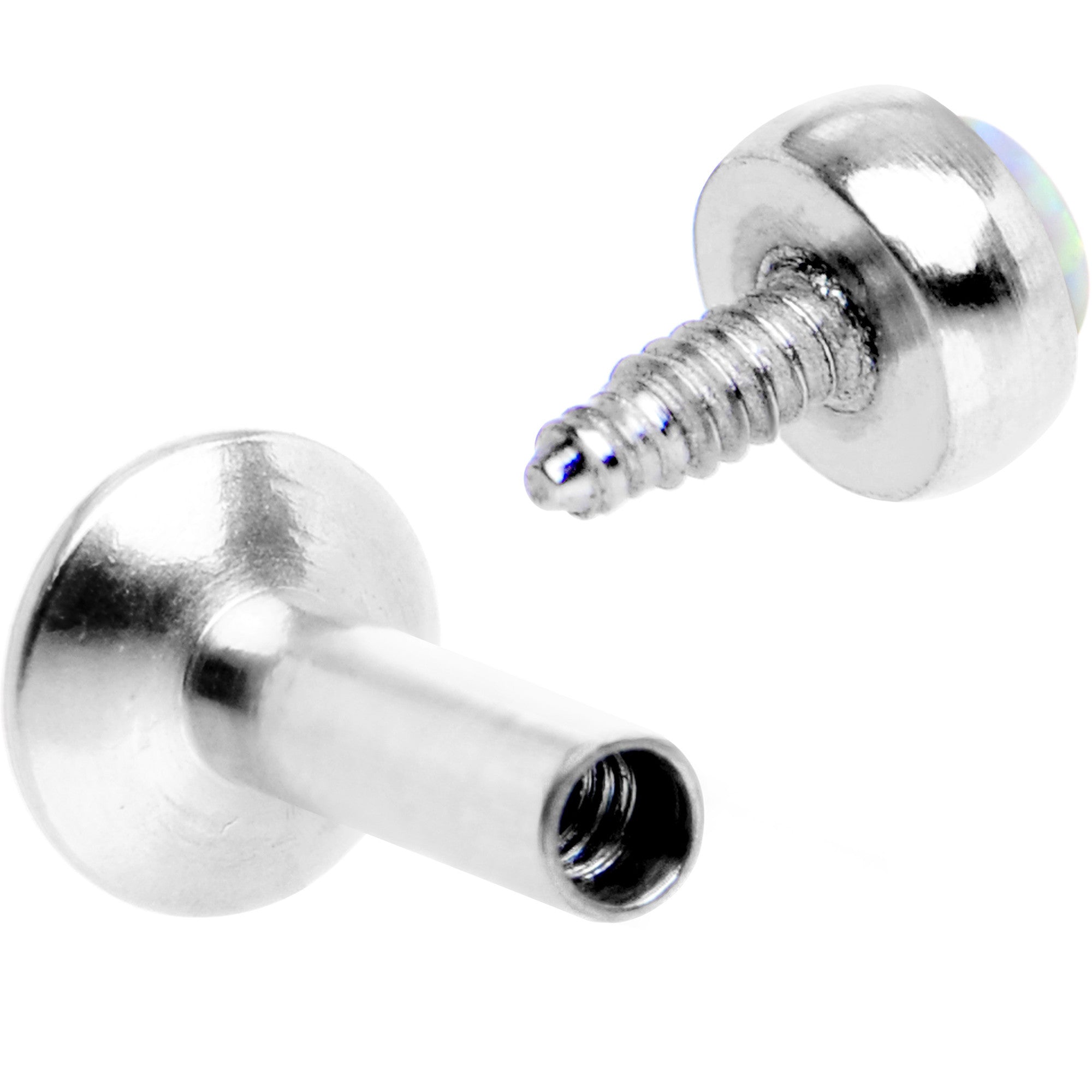 Ópalo sintético blanco de 3/16 para Daith, Cartílago y Tragus con rosca interna