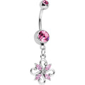 Anillo para ombligo colgante Twist con gema CZ rosa y diseño de moda