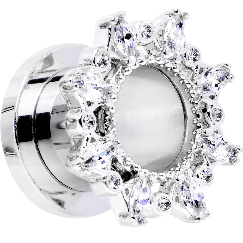Set de túneles expansores de ajuste a rosca con flor de gema transparente de 00G