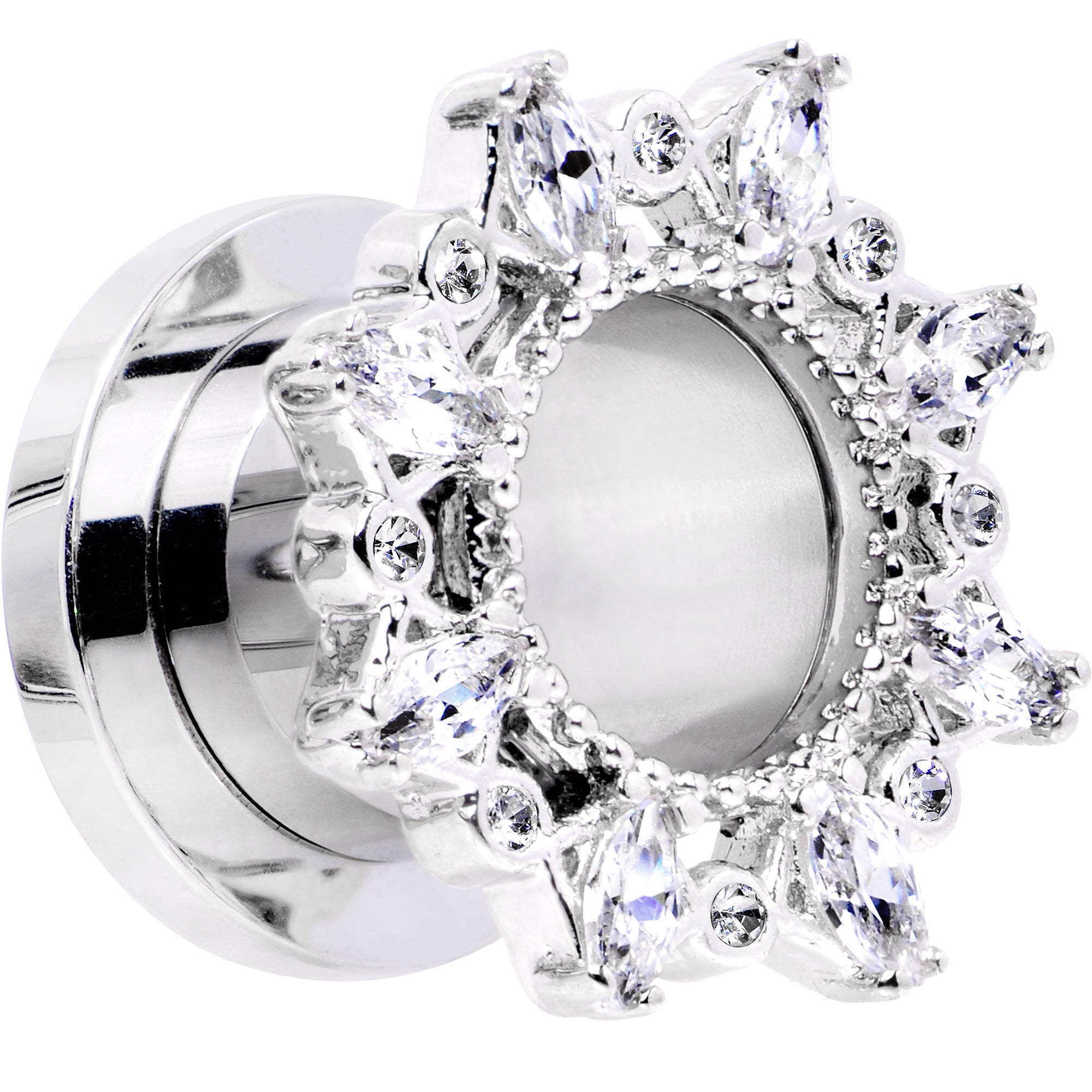 Set de túneles expansores de ajuste a rosca con flor de gema transparente de 00G