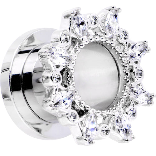 Set de túneles expansores de ajuste a rosca con flor de gema transparente de 00G