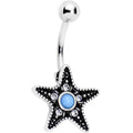 Piercing de ombligo con estrella de mar con orbe azul del sudoeste
