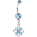 Anillo de vientre colgante Aqua CZ Gem con diseño retorcido de moda