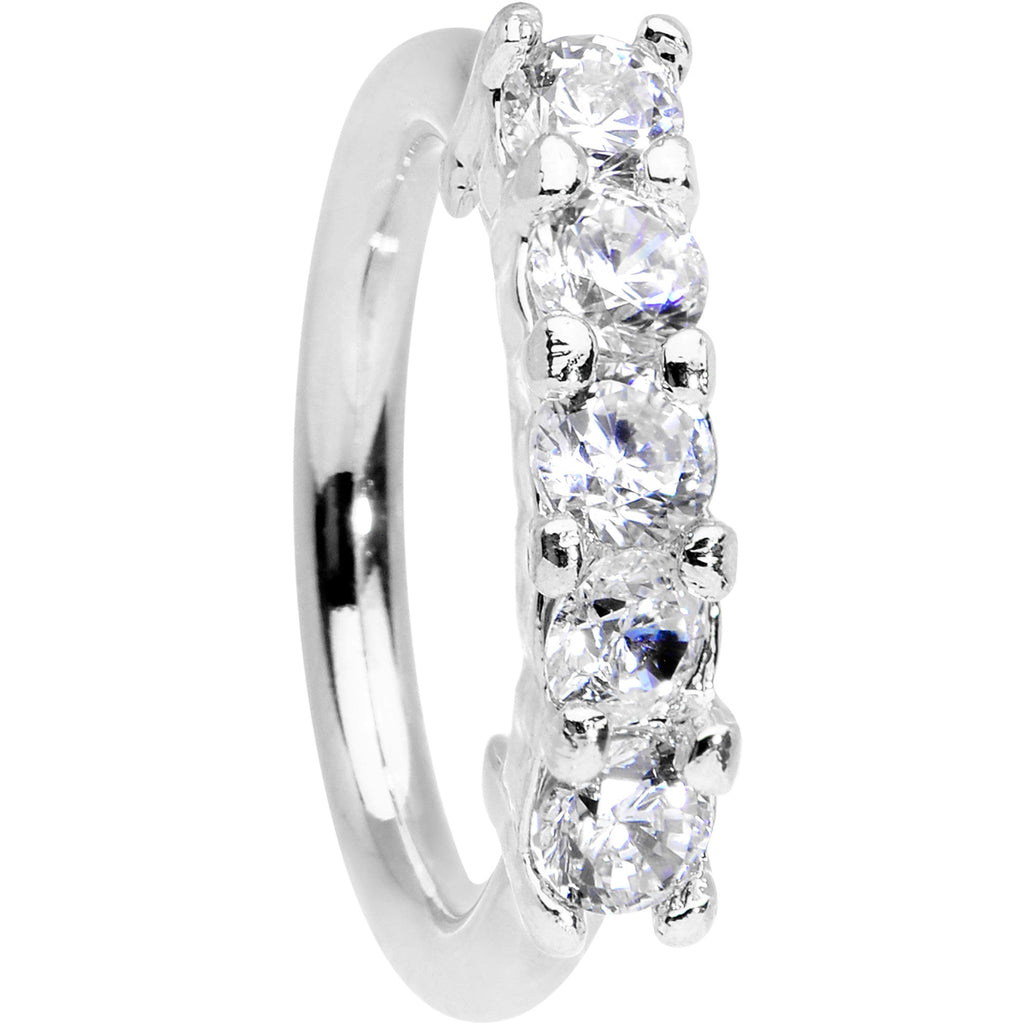 Anillo circular sin fin de 16G 5/16 con quinteto de circonitas transparentes